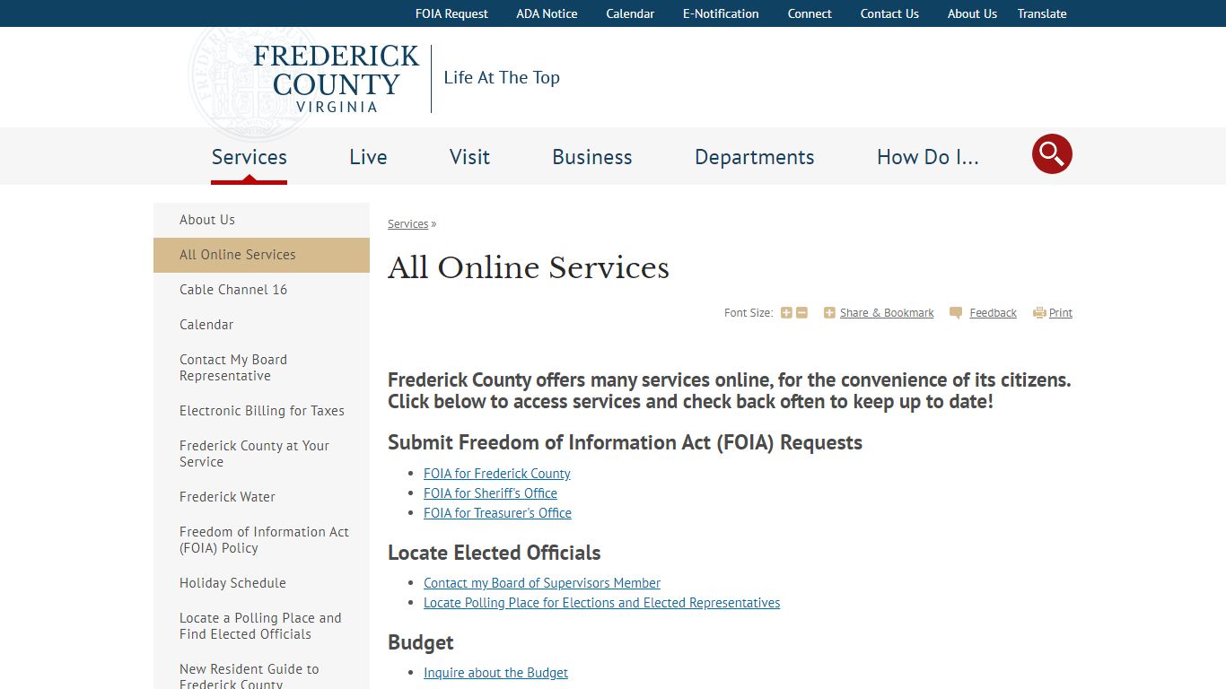 All Online Services - Frederick County, Virginia